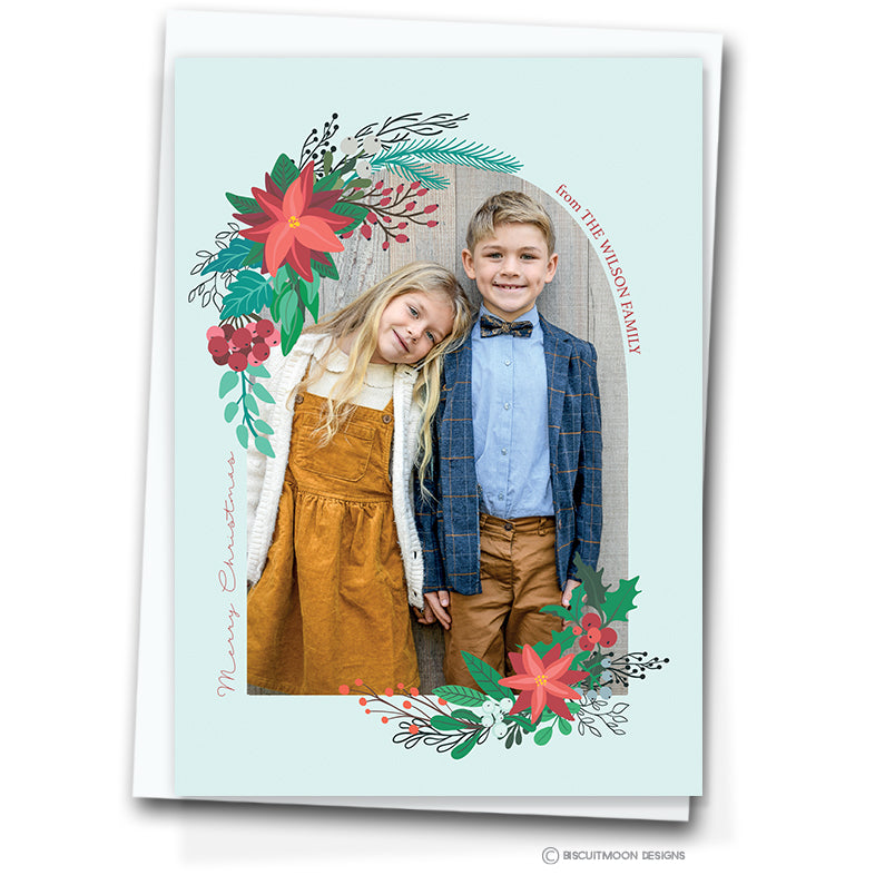 Floral Arch Personalised Christmas Cards