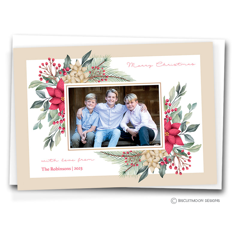 Floral Border Personalised Christmas Cards