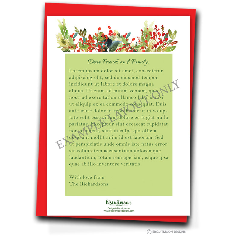 Floral Top and Bottom Personalised Christmas Cards