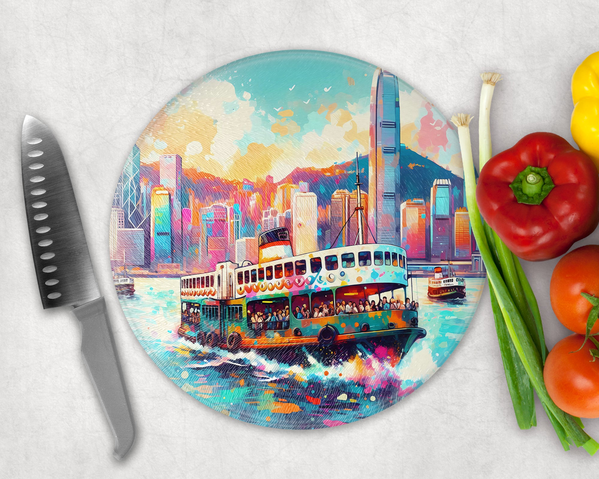 HK Rainbow Series - Star Ferry Glass Cutting / Serving Board