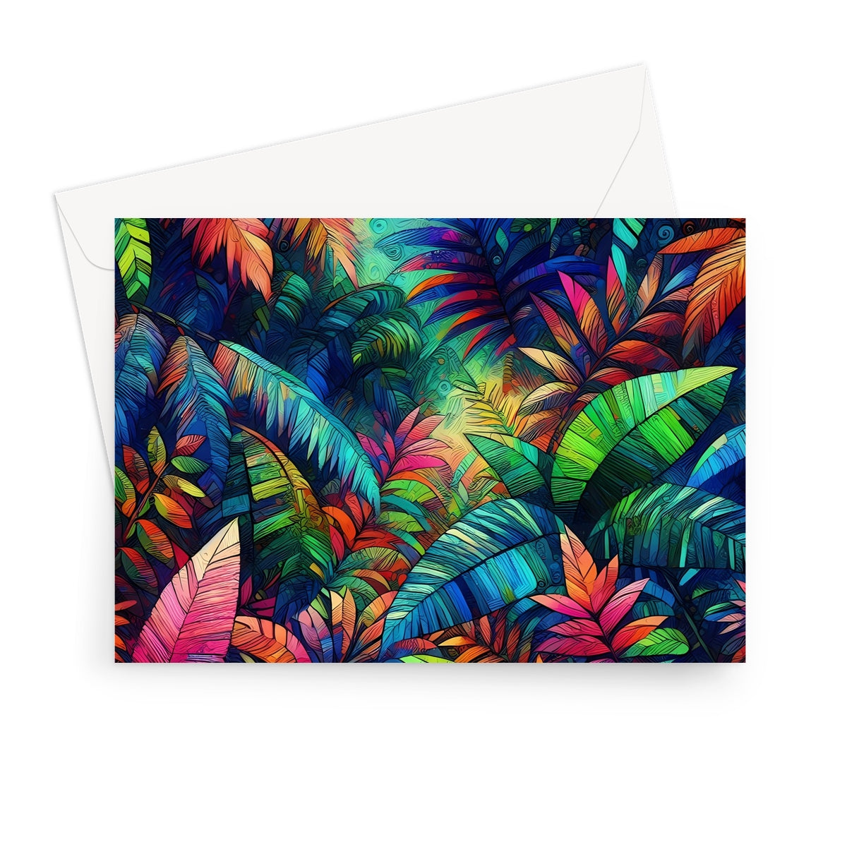 Multicolour Tropical Jungle Greeting Card