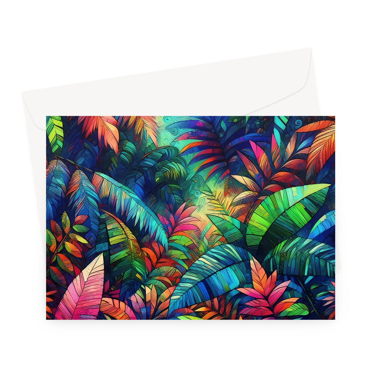 Multicolour Tropical Jungle Greeting Card