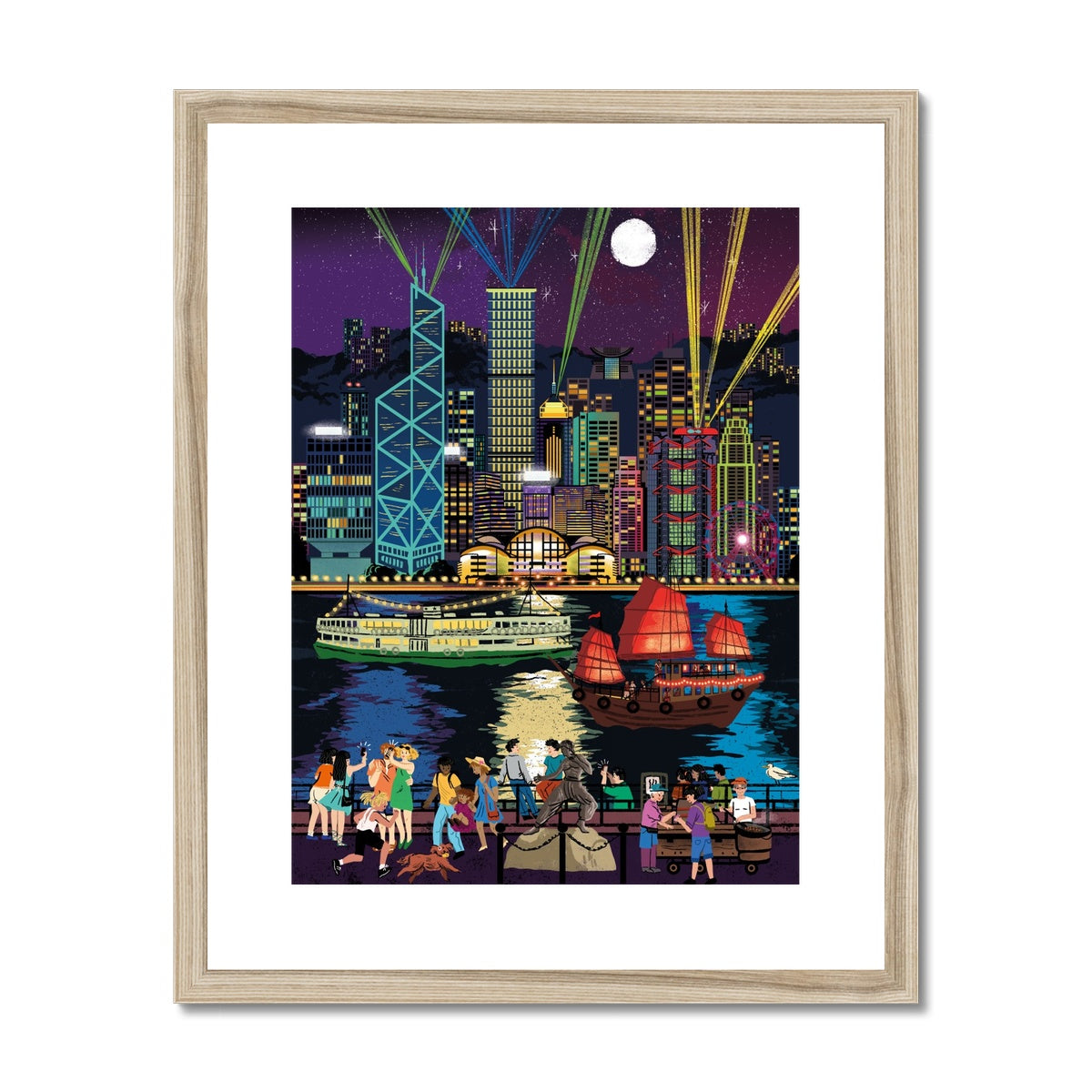Fantasy Cityscapes - Hong Kong From the Harbour Framed & Mounted Print