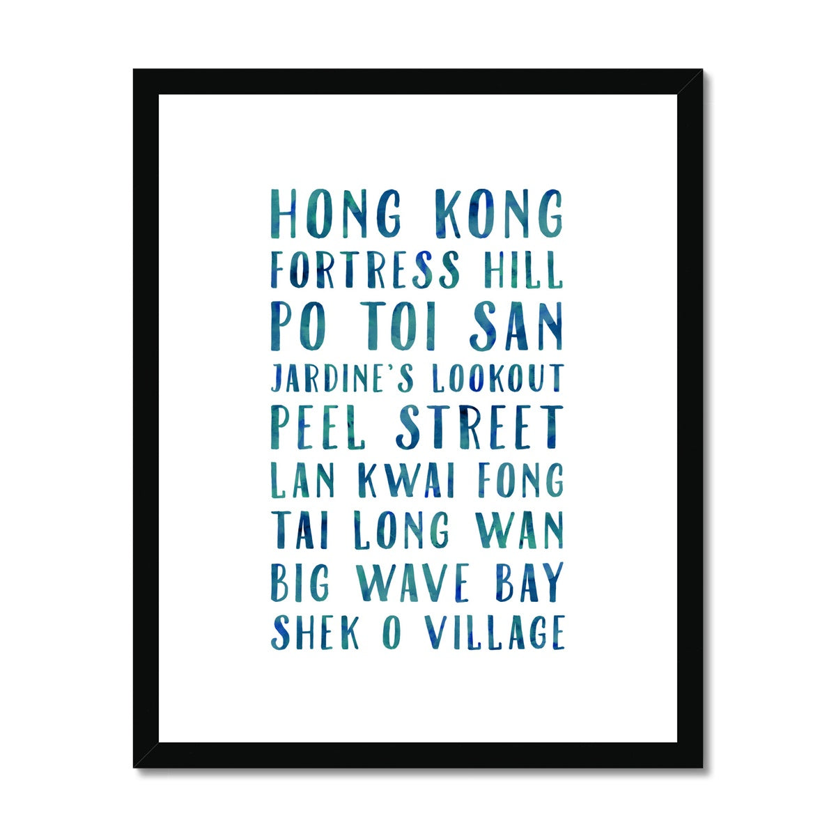 Favourite Places (Blue) Framed & Mounted Print