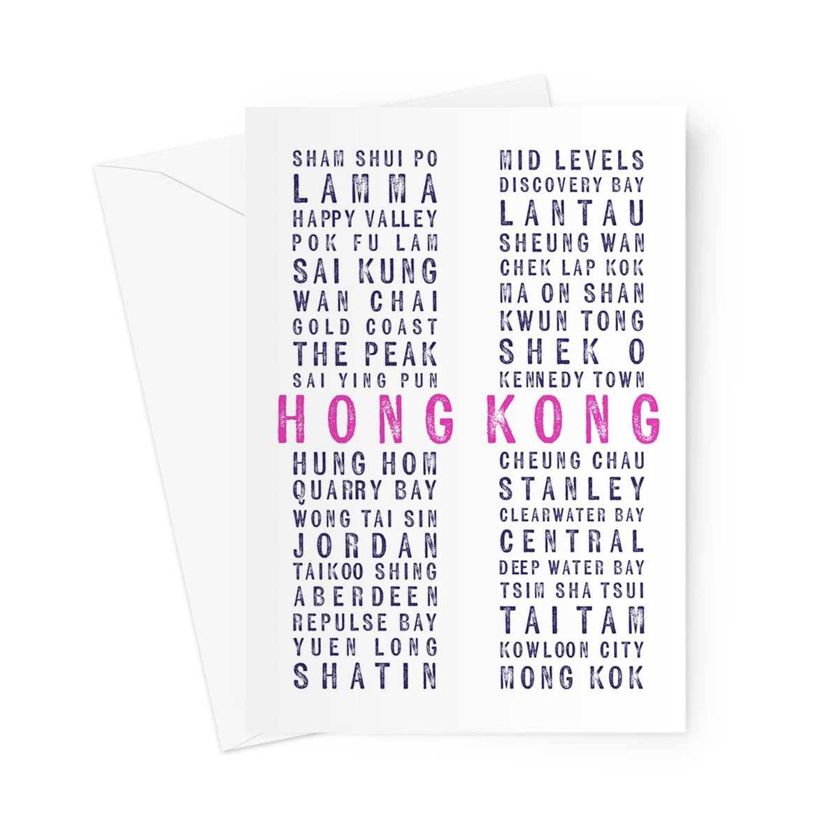 Hong Kong Places (White) Greeting Card