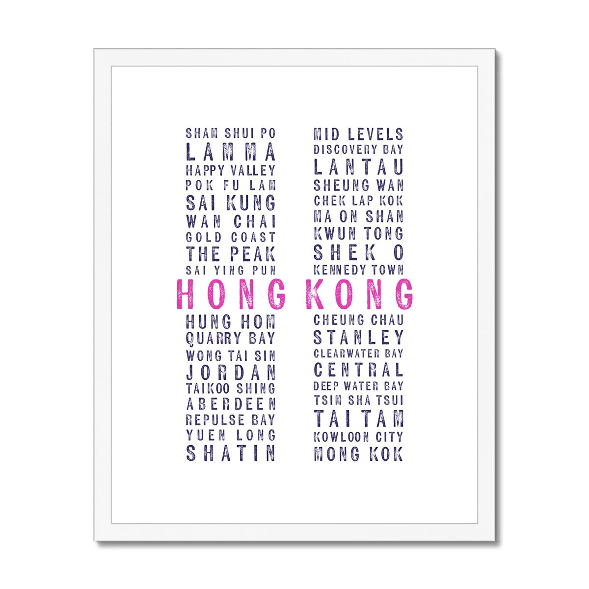 Hong Kong Places (White) Framed & Mounted Print