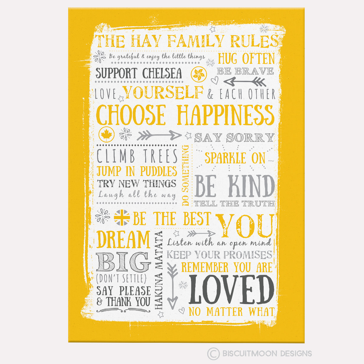 Family Rules - Rustic Style Giant Canvas