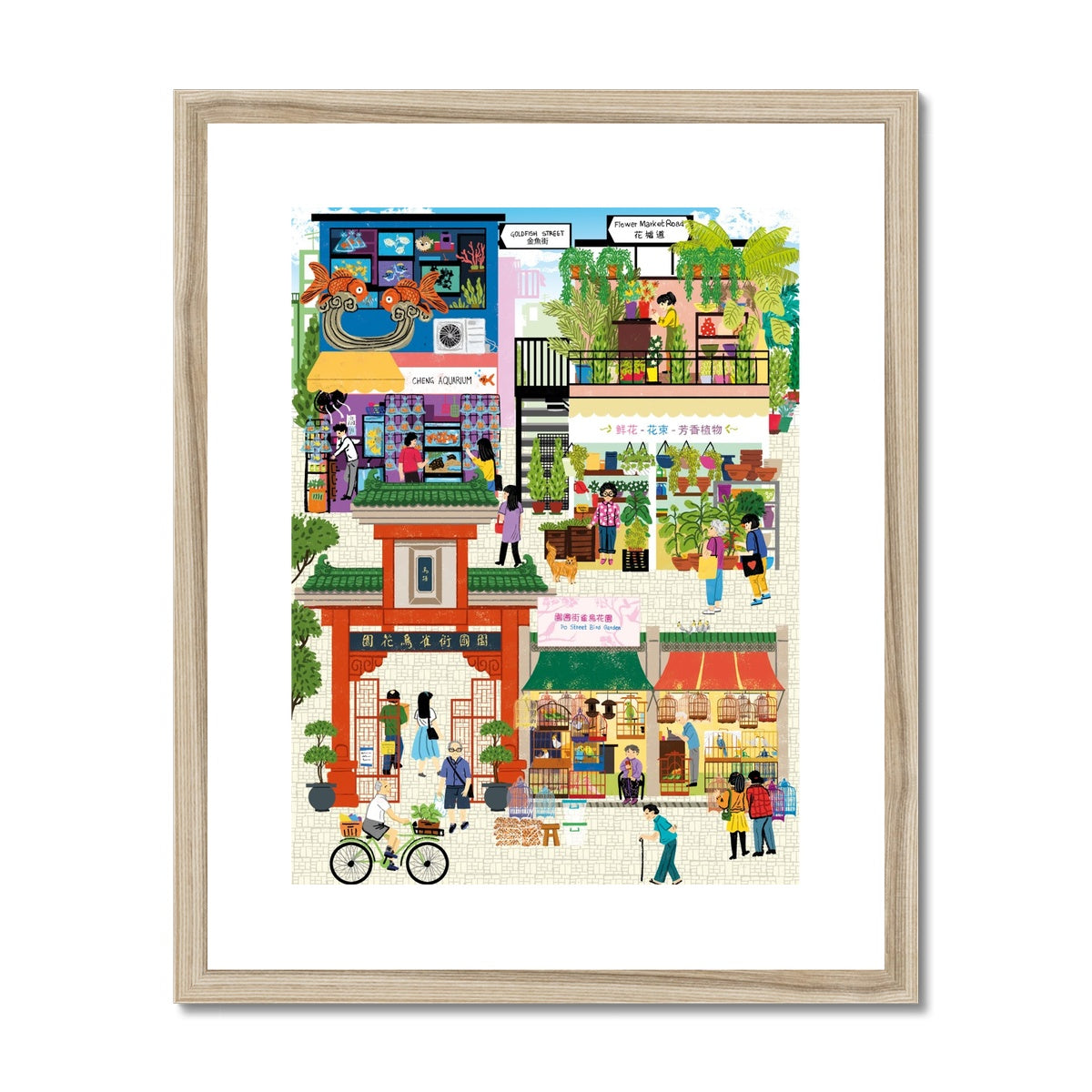 Fantasy Cityscapes - Hong Kong Markets Framed & Mounted Print