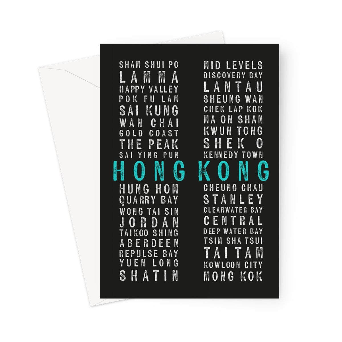 Hong Kong Places (Black) Greeting Card