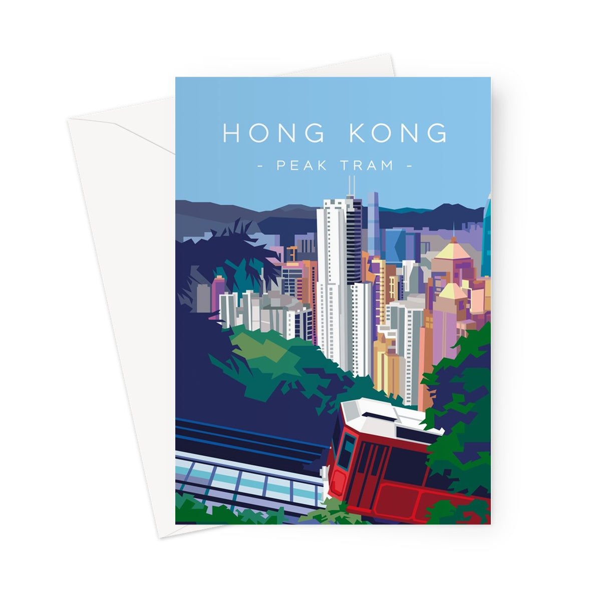 Hong Kong Travel - Peak Tram Greeting Card
