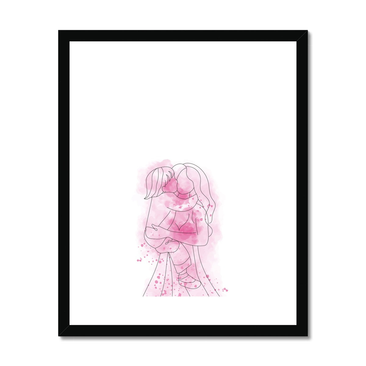 Mother and Child Line Drawing Framed & Mounted Print