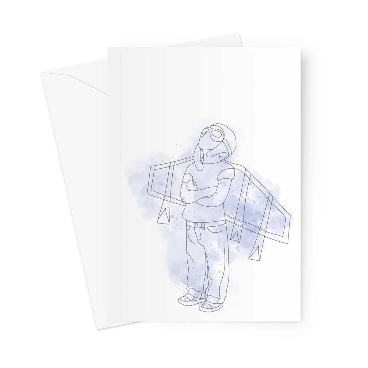 Little Aviator Line Drawing Greeting Card