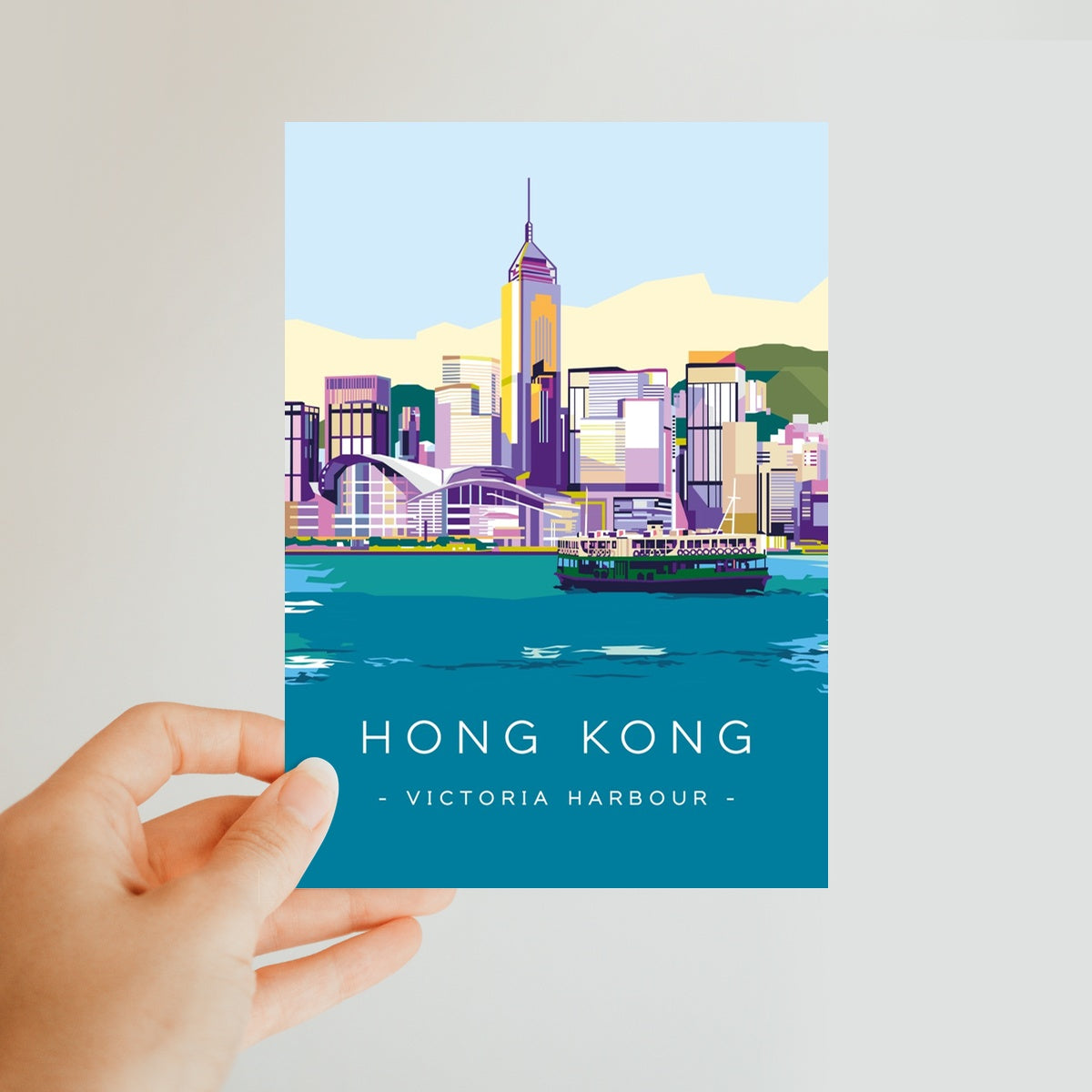 Hong Kong Travel - Victoria Harbour  Classic Postcard