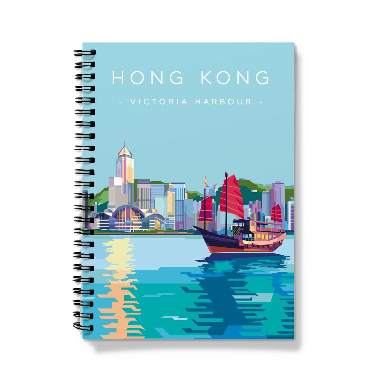 Hong Kong Travel - Victoria Harbour Aqua Luna Notebook