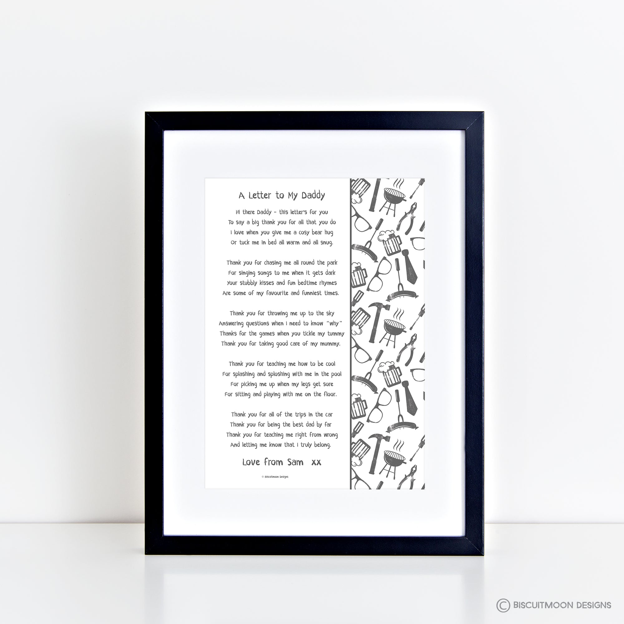 A Letter To Daddy Poem Print