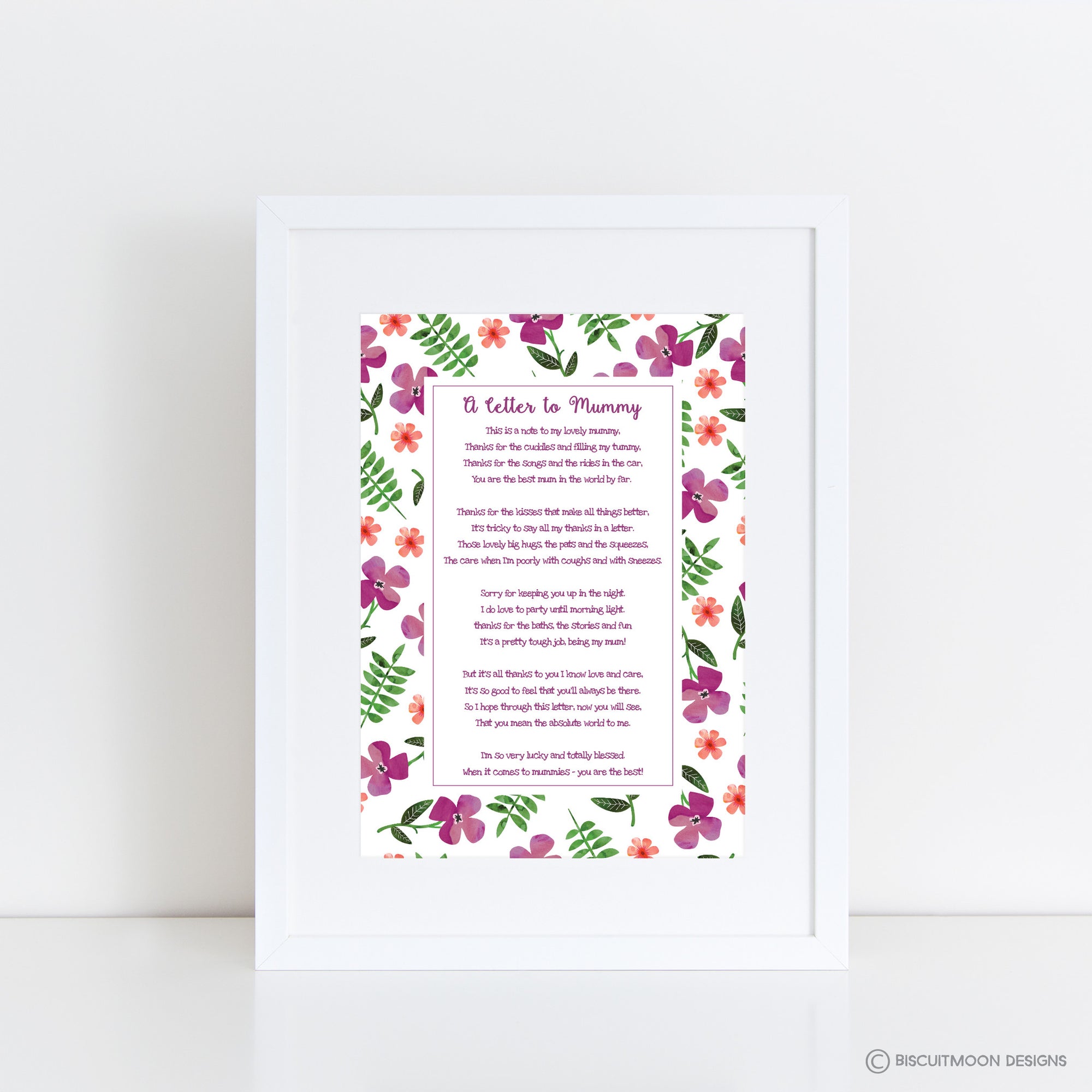 A Letter To Mummy Poem Print