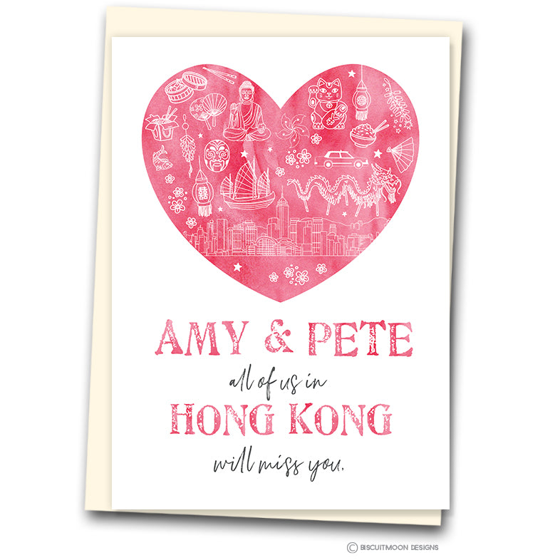 A4 Hong Kong Heart (We'll miss you!) - Leaving Card