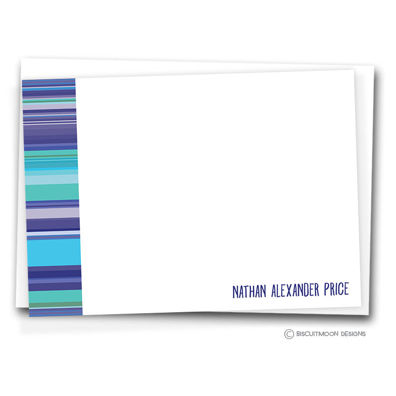 Blue Stripes Correspondence Cards