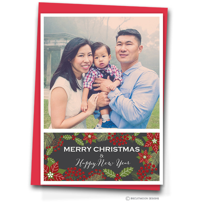 Festive Floral Personalised Christmas Cards
