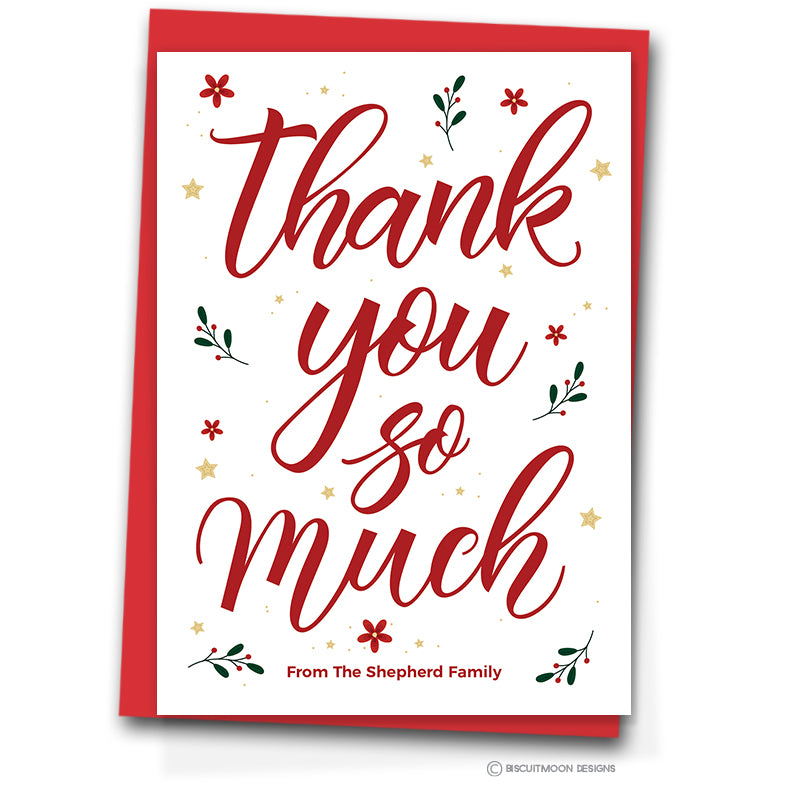 Christmas Thank You So Much Personalised Family Thank You Cards
