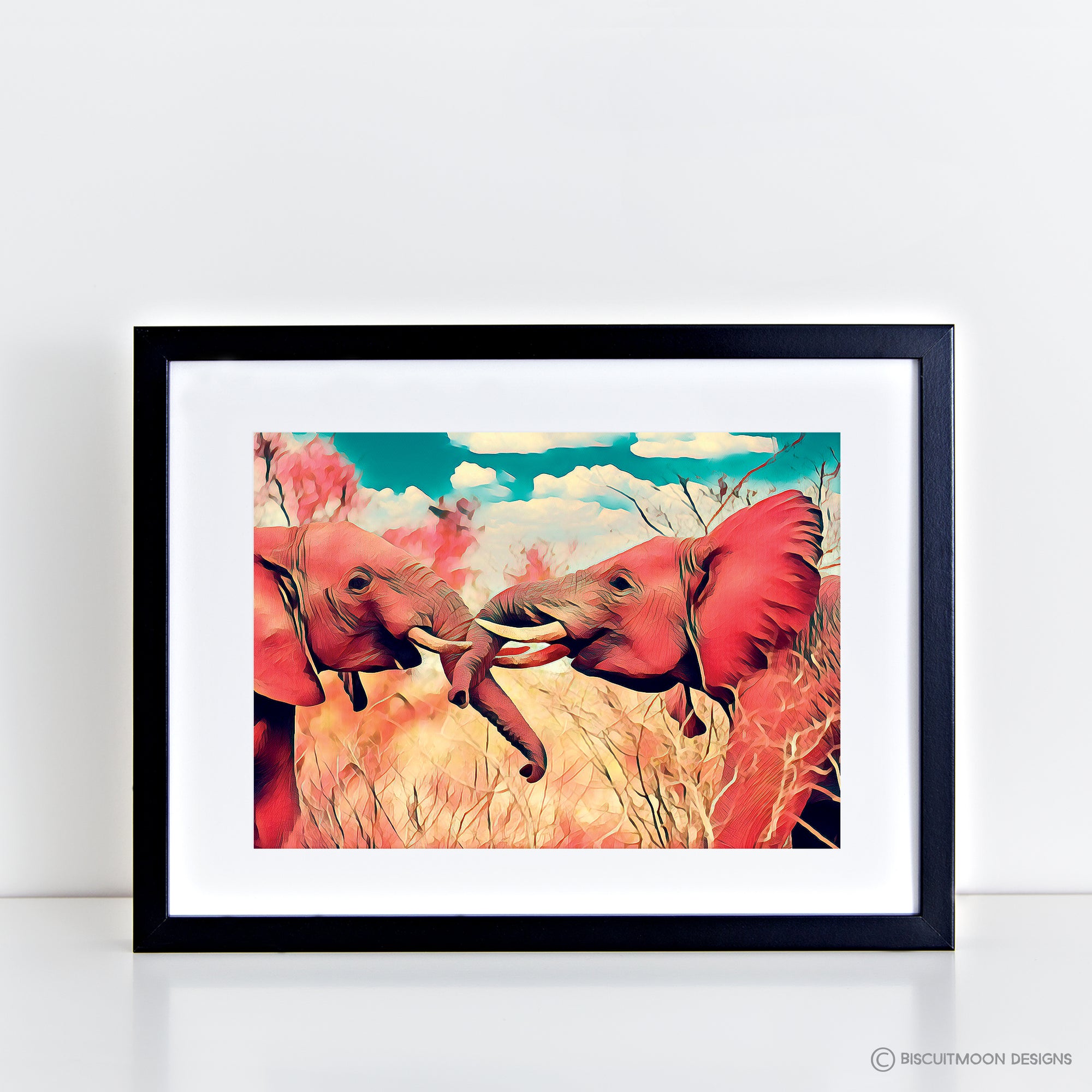 Two Elephants Digital Art Print