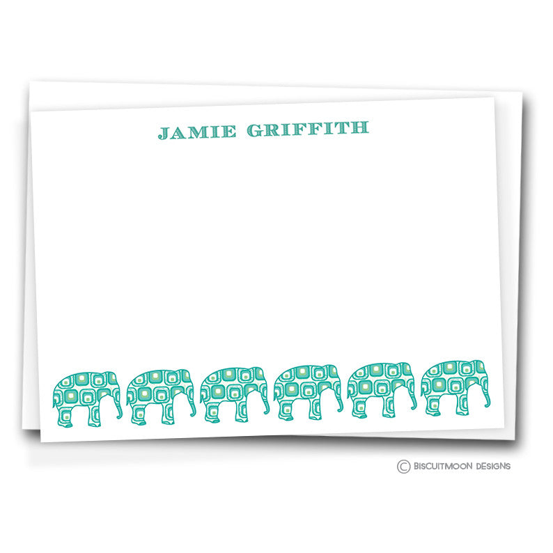 Elephant March Kids Personalised Notecards