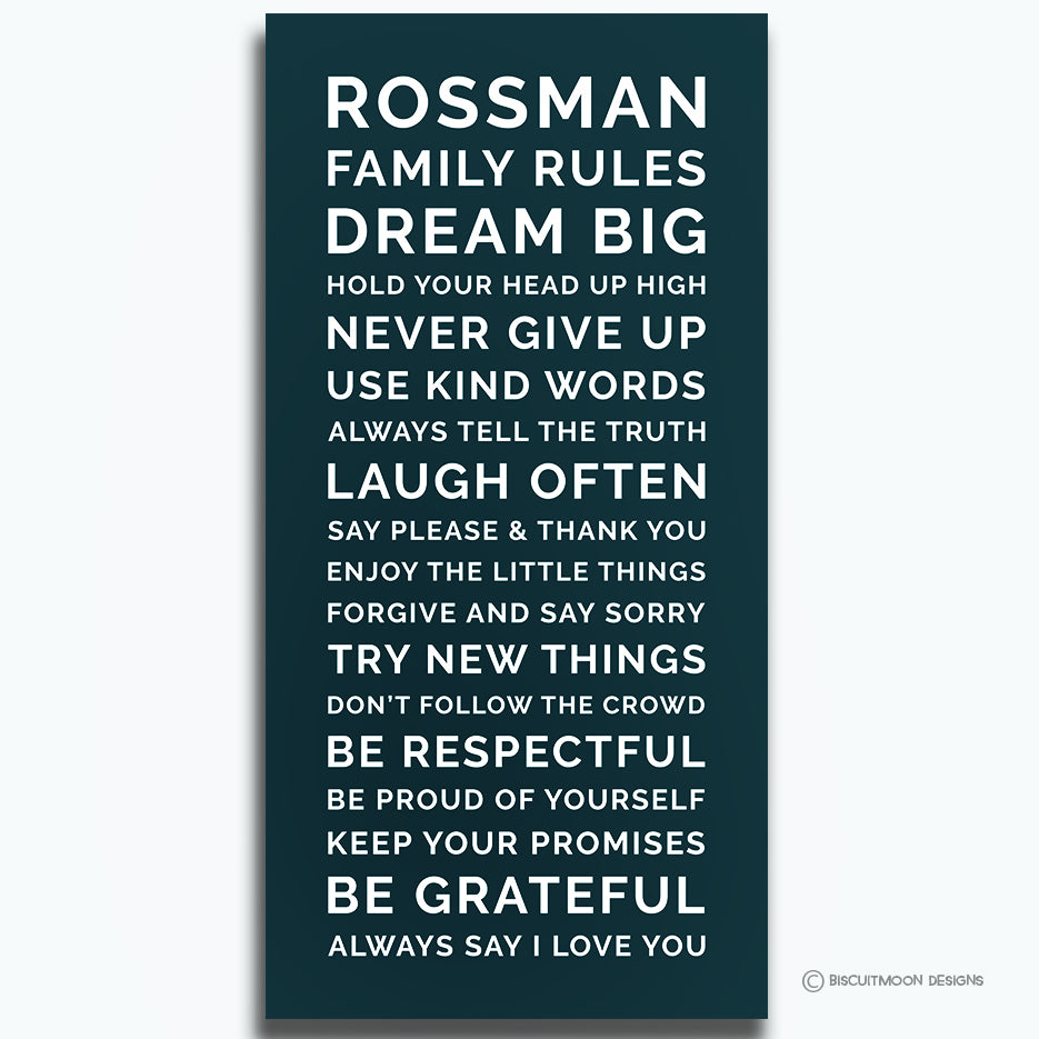 My Family Rules Font 3 Canvas