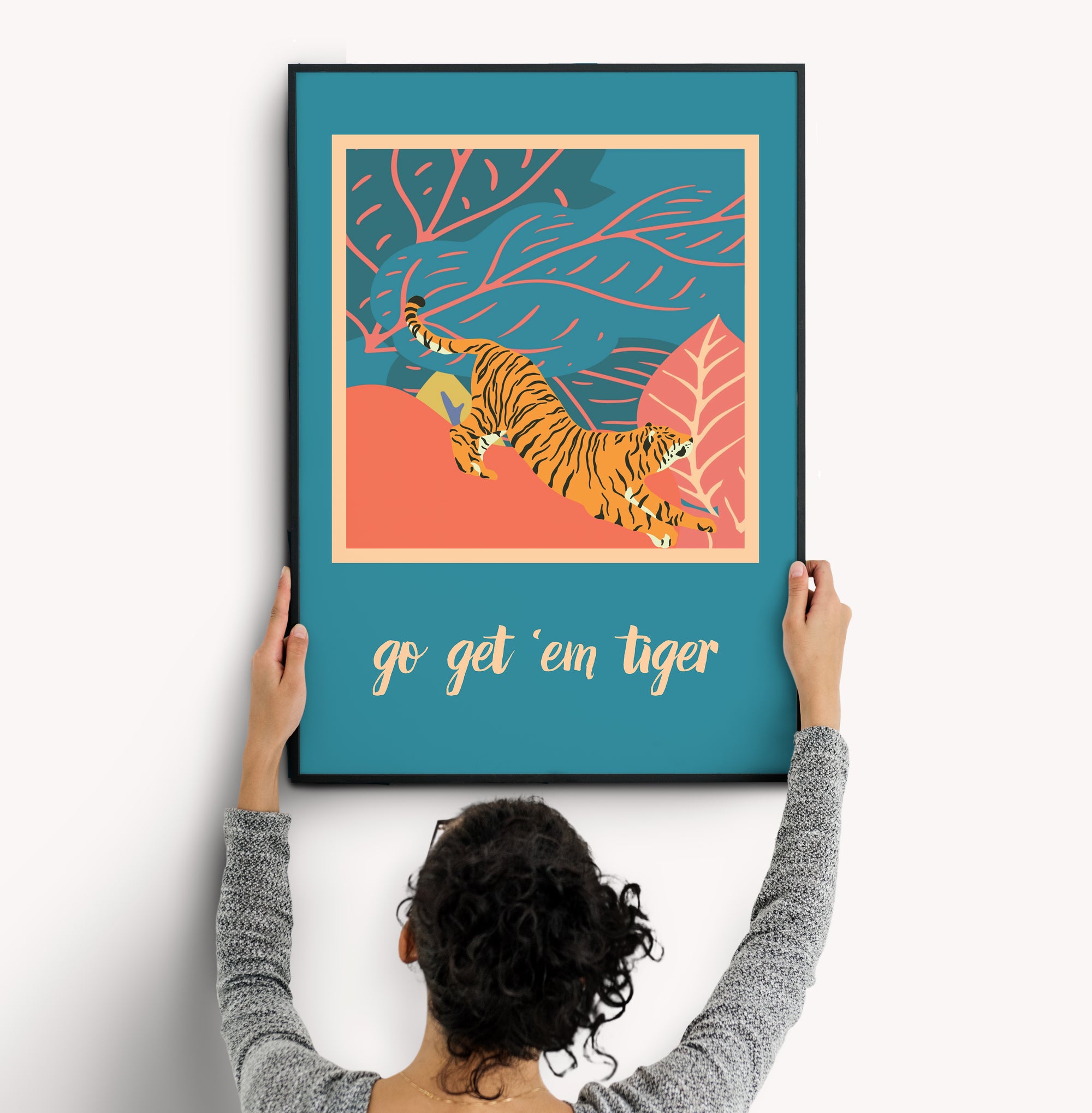 Go Get 'Em Tiger - Teal Print