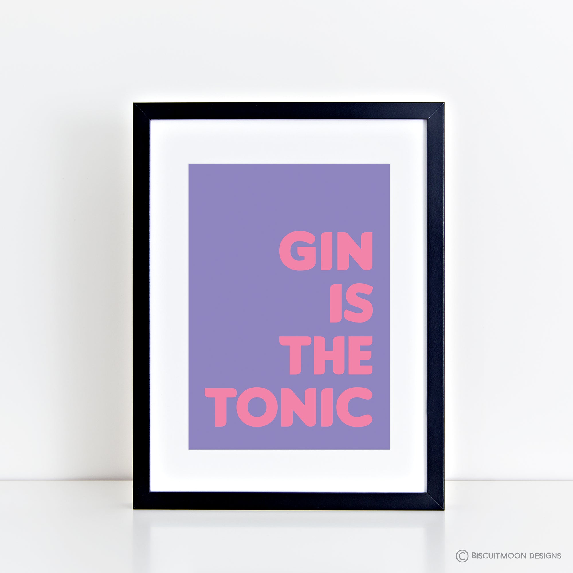 Gin is the Tonic (Pink on Lilac) Print
