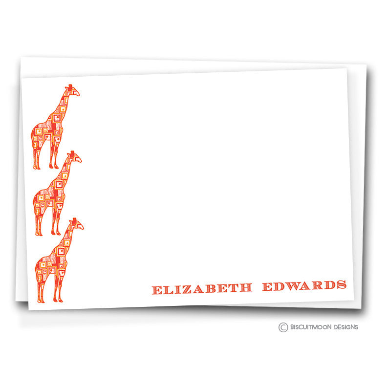 Giraffe Baby Kids Personalised Notecards
