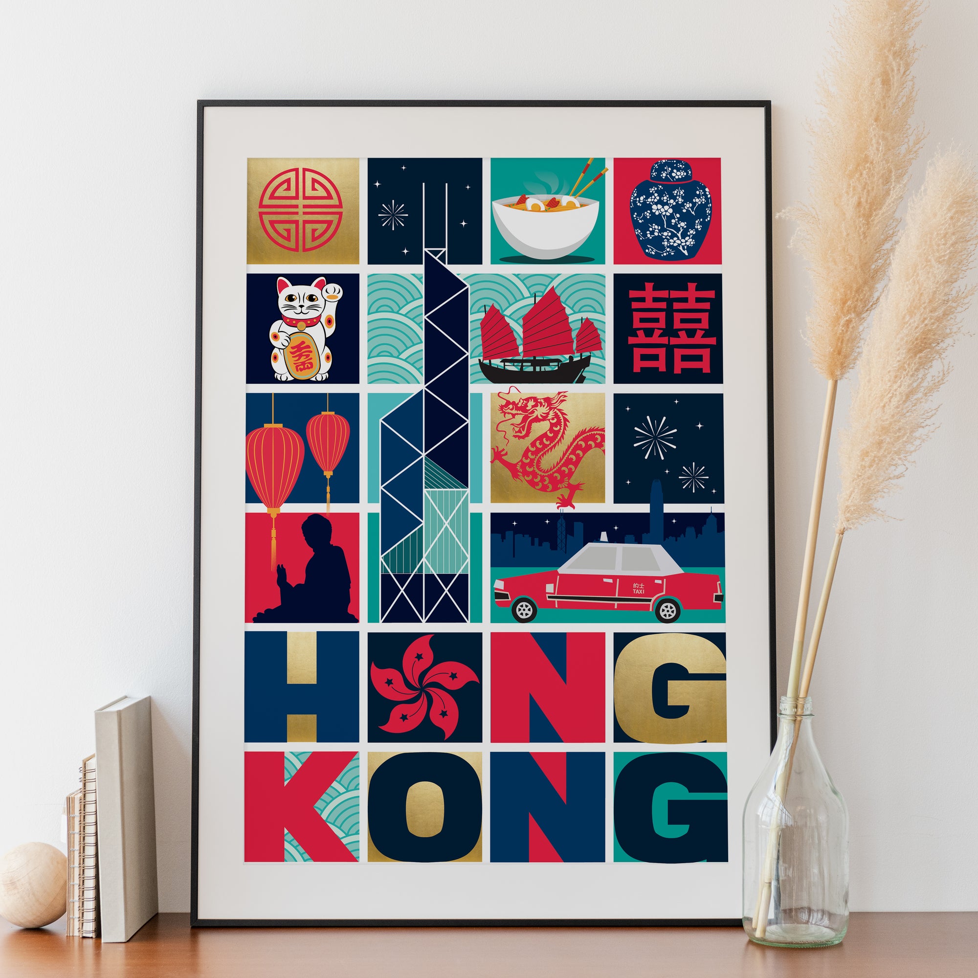 Hong Kong Grid Design Print