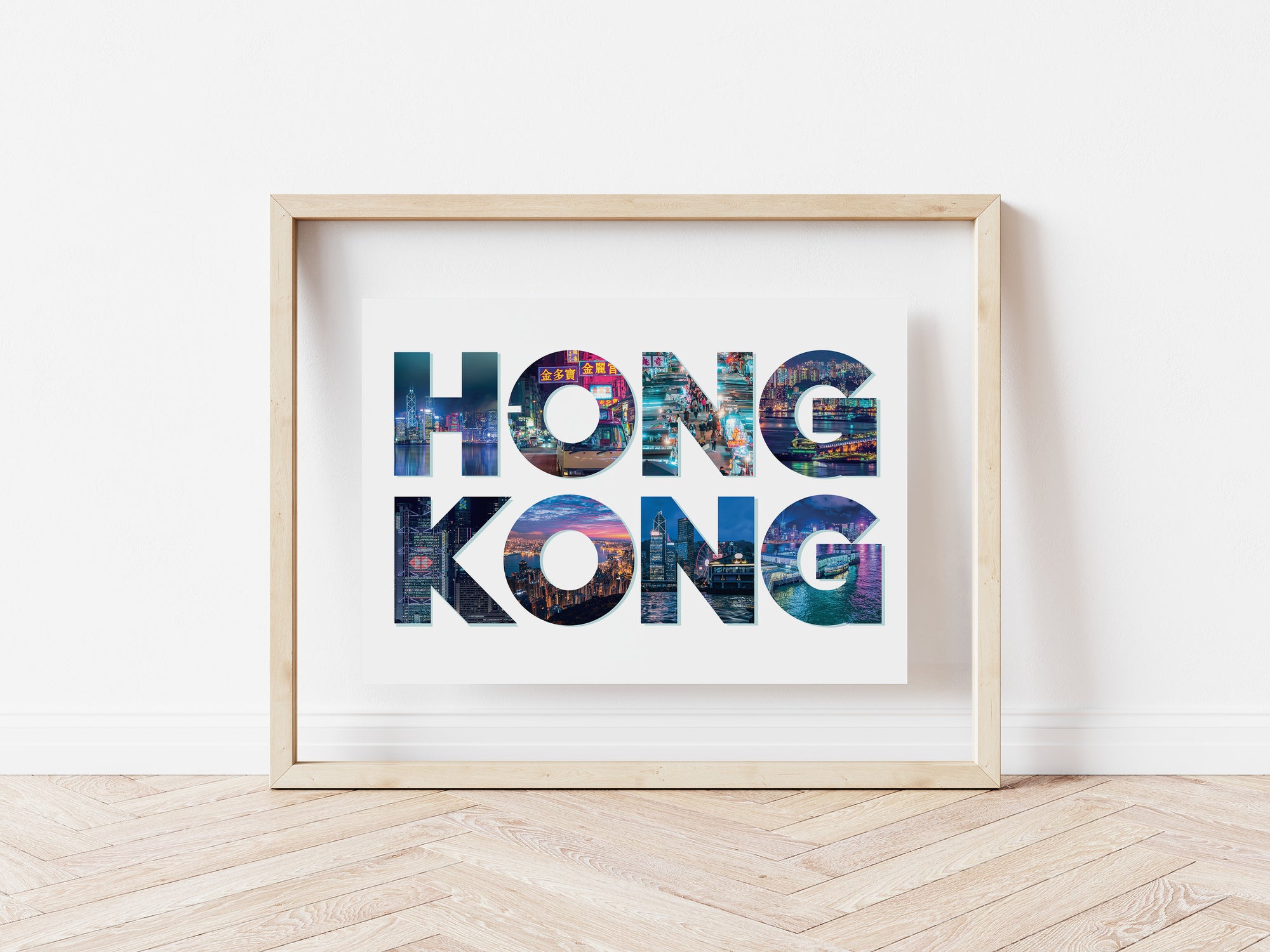 Hong Kong Photo Letters Print - Blue