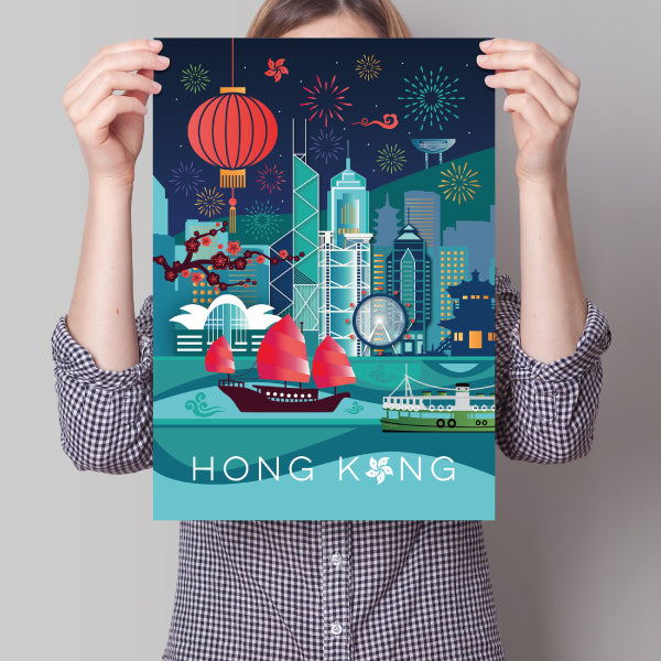 Hong Kong Geometric Travel Print