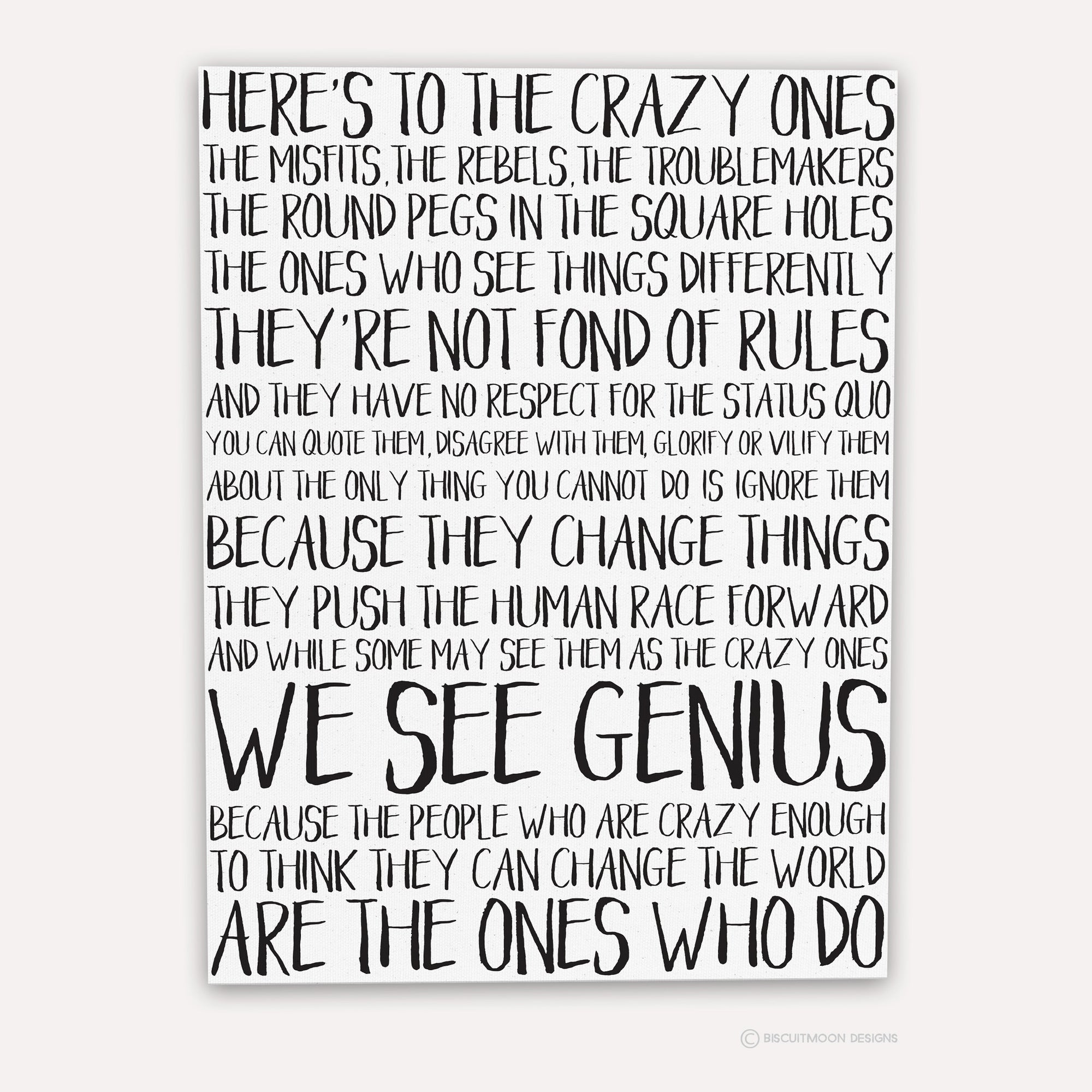 Here's to The Crazy Ones Giant Canvas