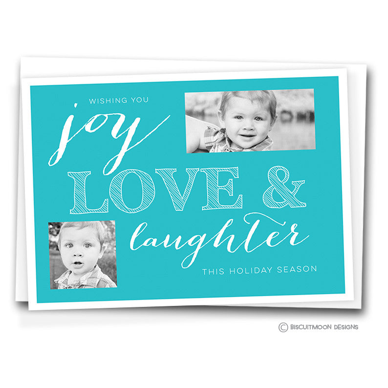 Joy, Love & Laughter Personalised Christmas Cards