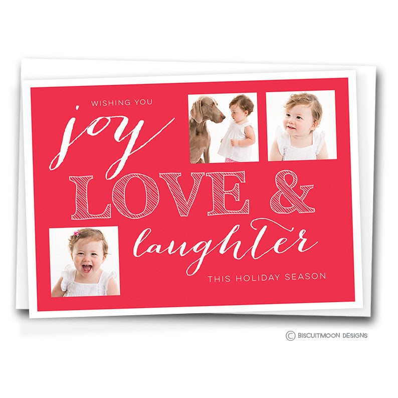 Joy, Love & Laughter Personalised Christmas Cards