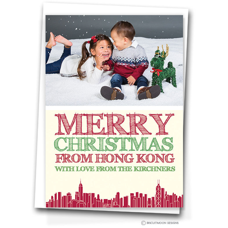 Hong Kong Skyline Personalised Christmas Cards