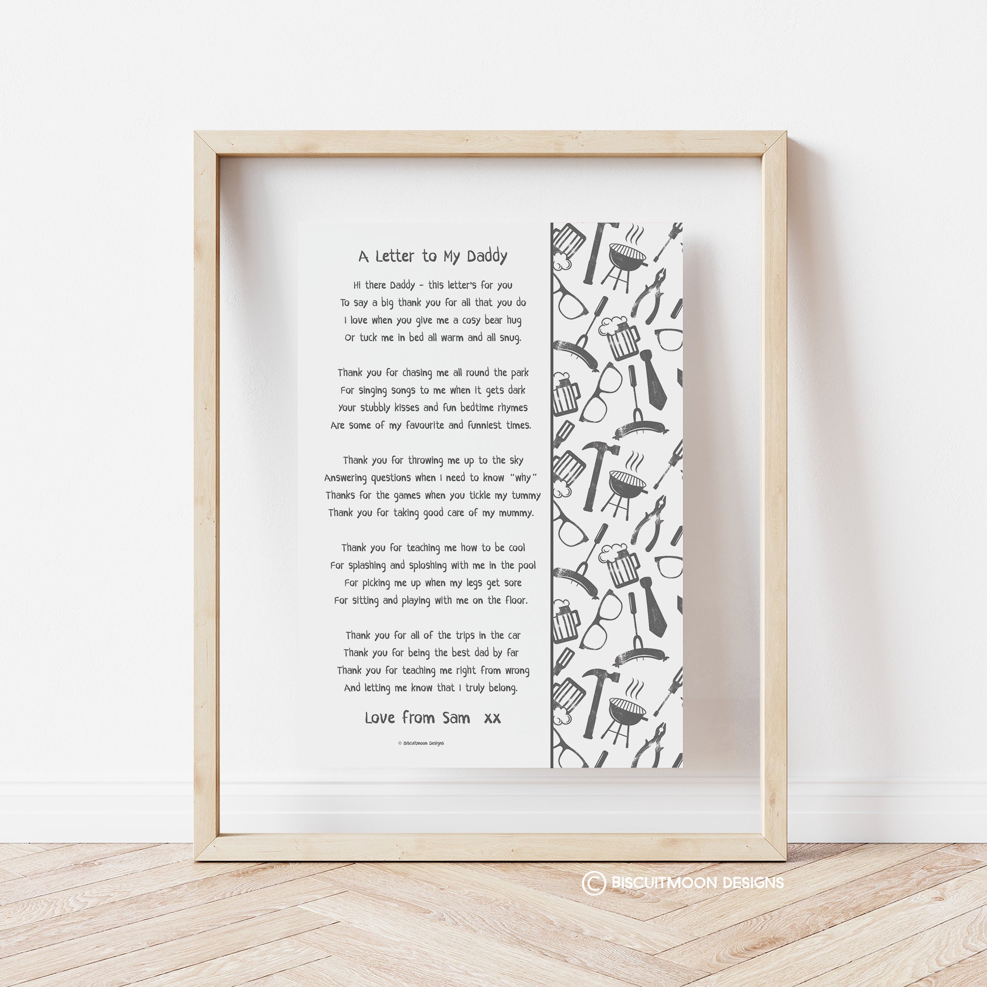A Letter To Daddy Poem Print