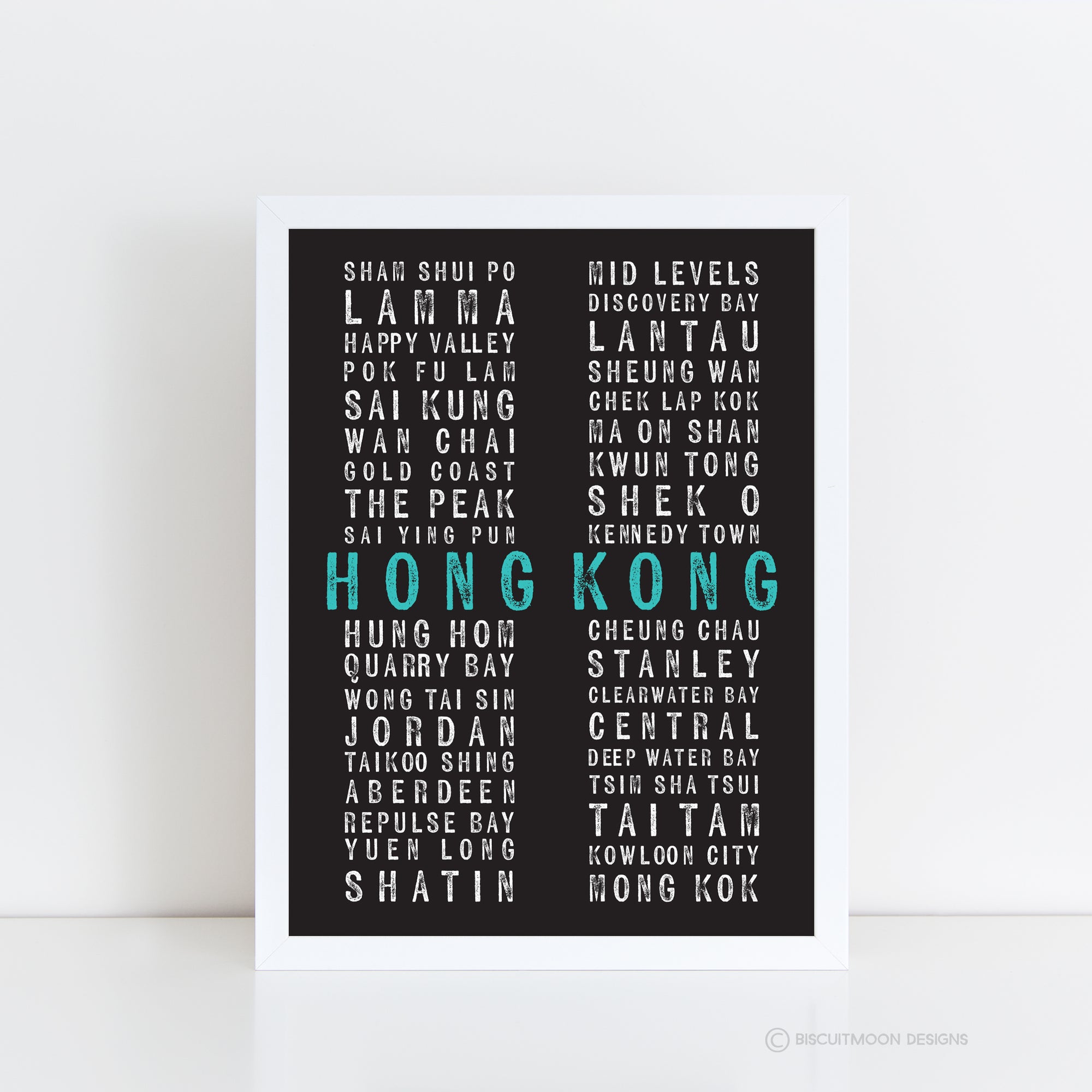 Hong Kong Places Print - Black