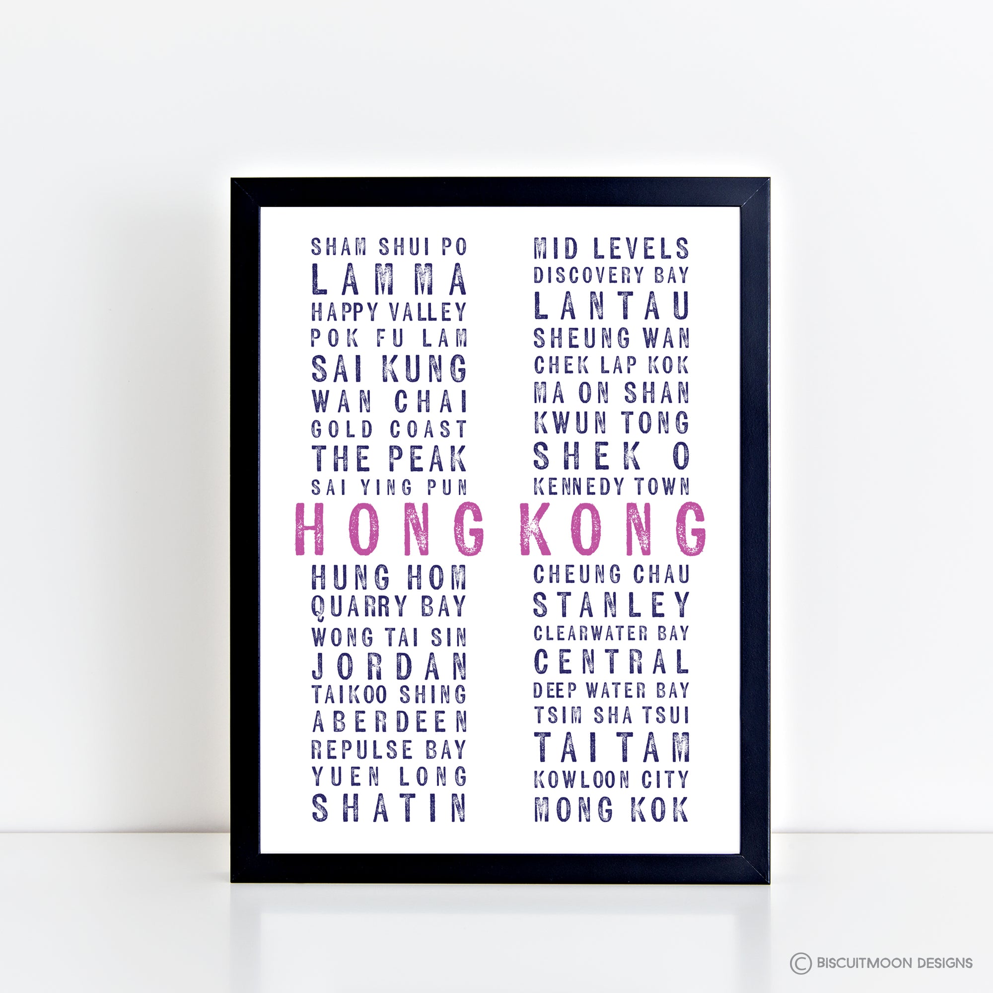 Hong Kong Places Print - White
