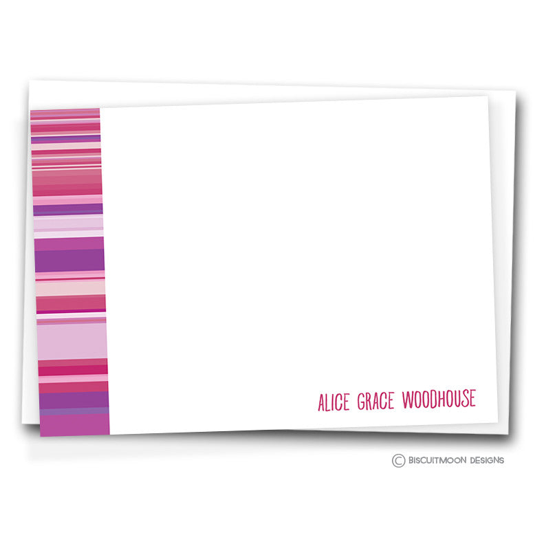 Pink Stripes Correspondence Cards