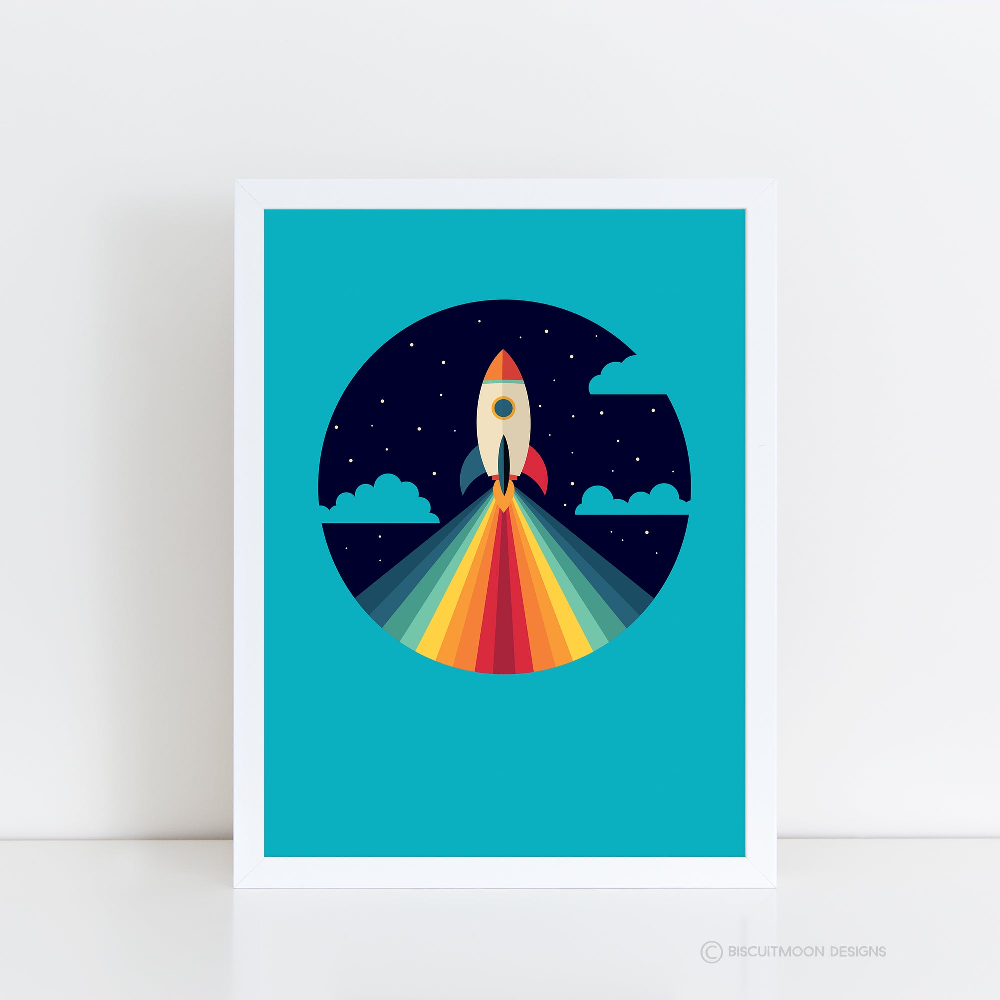 Rainbow Rocketship Print