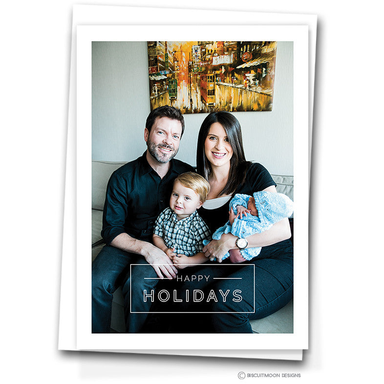 Simple Happy Holidays Personalised Christmas Cards