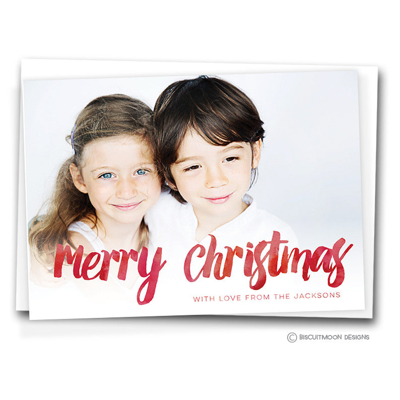 Simple Watercolour Script Personalised Christmas Cards