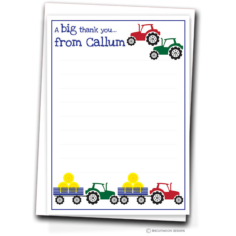 Tractors Kids Personalised Notecards