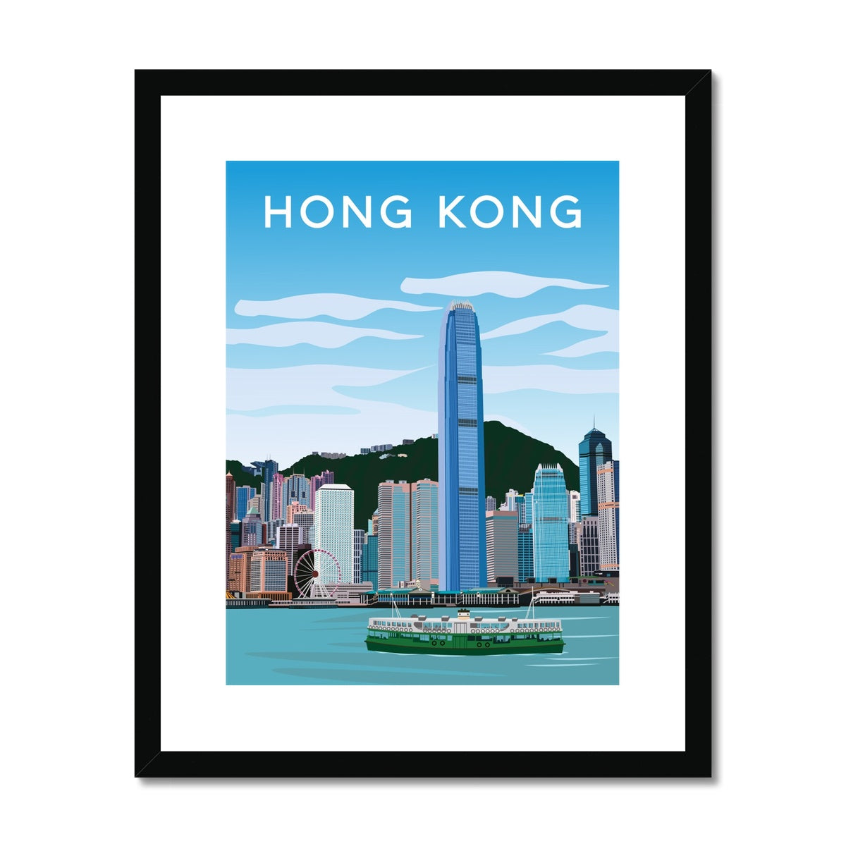 Hong Kong Harbour View Framed & Mounted Print