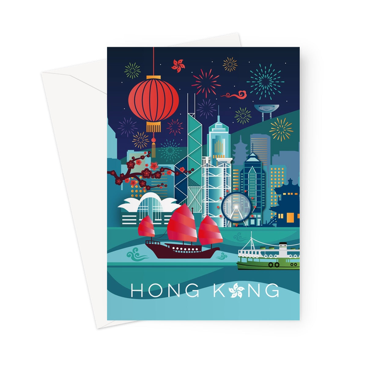 Hong Kong Geometric Greeting Card