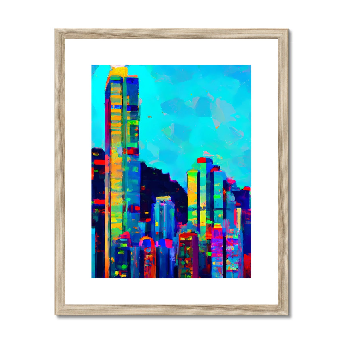 Hong Kong Impressions - Skyscrapers Framed & Mounted Print