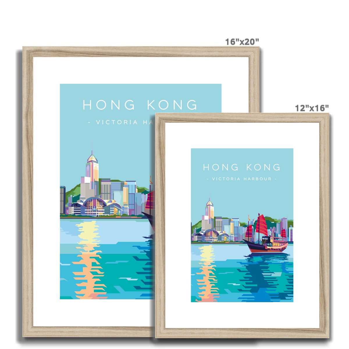 Hong Kong Travel - Victoria Harbour Aqua Luna Framed & Mounted Print