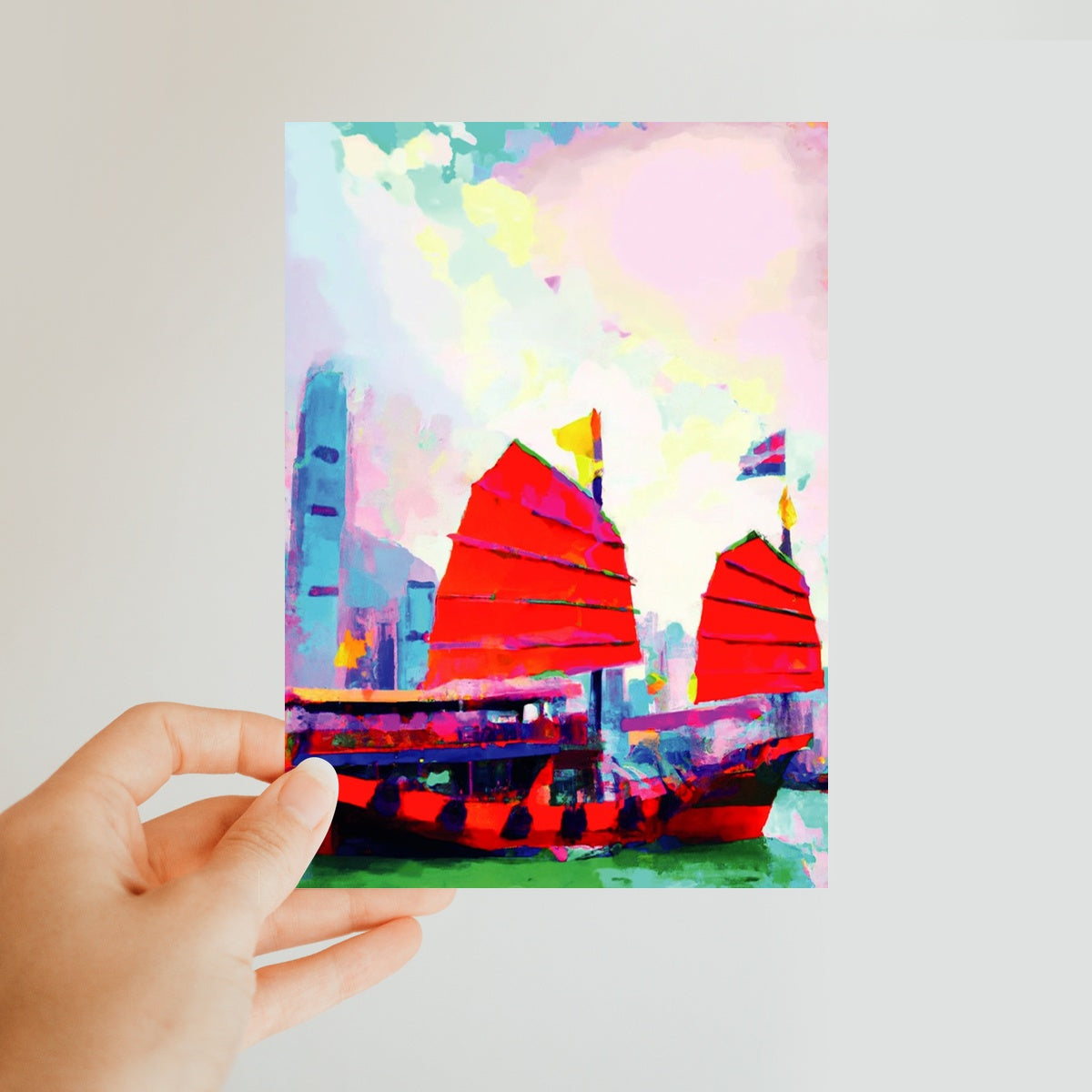 Hong Kong Impressions Chinese Junk (2) Classic Postcard
